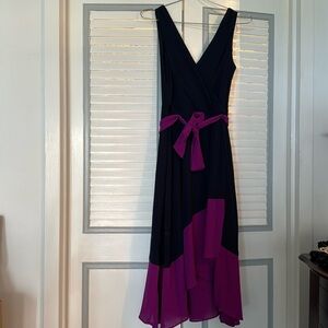 DKNY Color Block Hi Low Sleeveless Dress